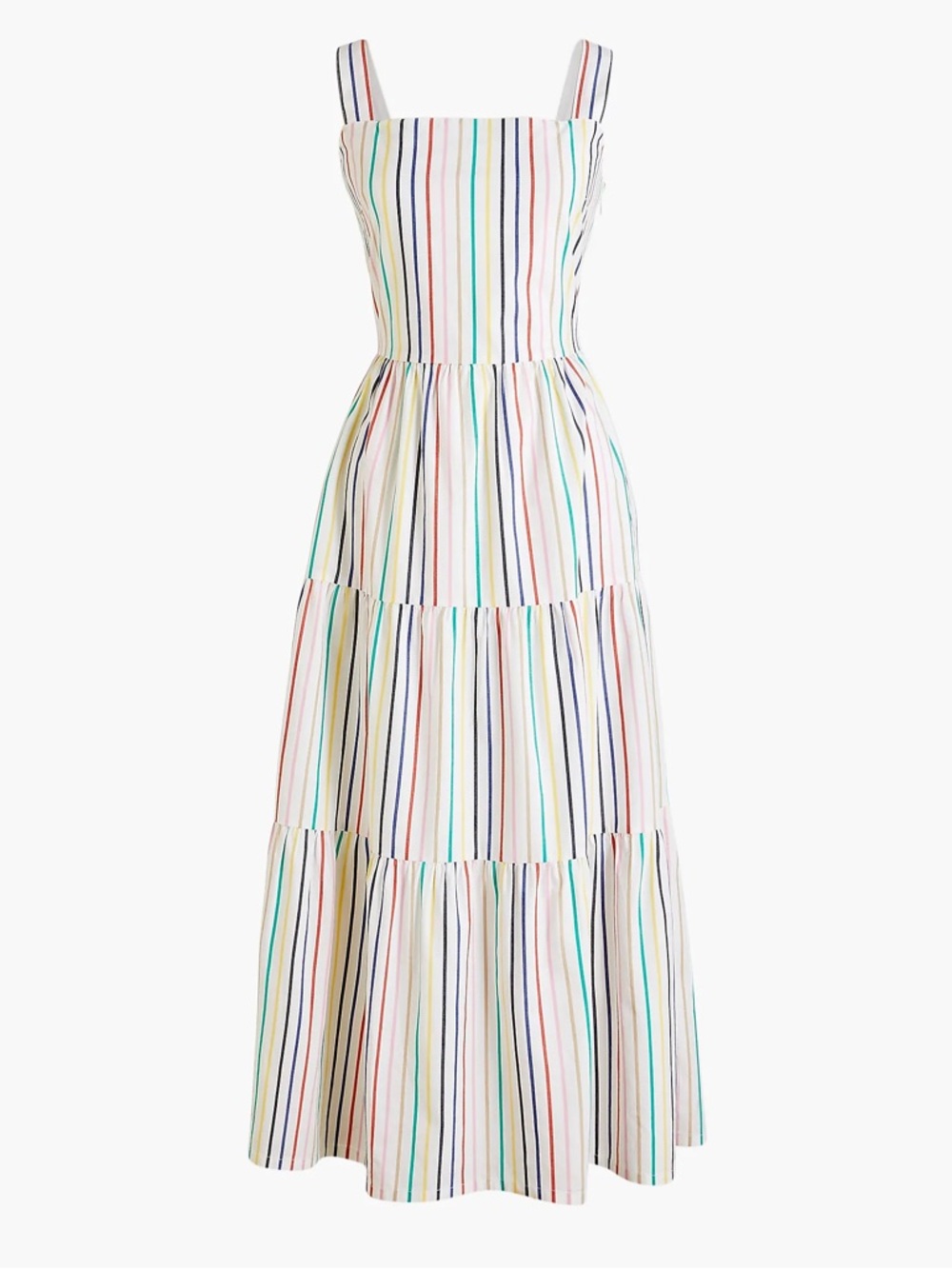 J. Crew White Maxi Dress with Multicolor Stripes